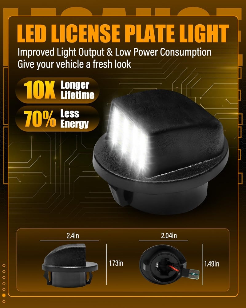 LESAUCE LED License Plate Lights Fit for Ford F150 F250 F350 Super Duty Ranger Explorer Bronco Excursion Expedition, 6500K White, 24PCS LED Chips, Tag Lamp Assembly Replacement, Pack of 2 - Image 3